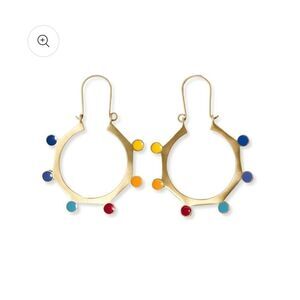 Jewelry | Earrings Ink & Alloy - Amelia Circle Rainbow Dots Brass